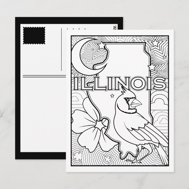 Illinois state form collage färg me in vykort (Fram/baksida)