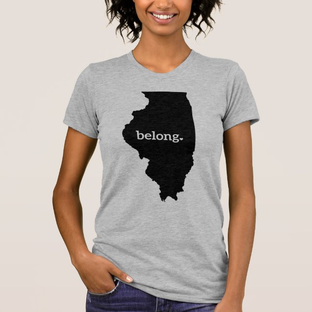 Illinois State Karta Belong T Shirt (Framsida)