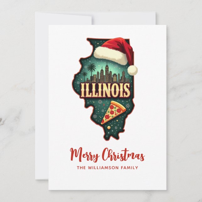 Illinois State Karta Family jul Julkort (Framsida)