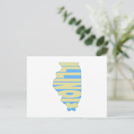 Illinois State Namn Ord Art Gult Vykort