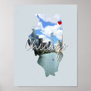 Illinois State Photo infoga och namn Poster