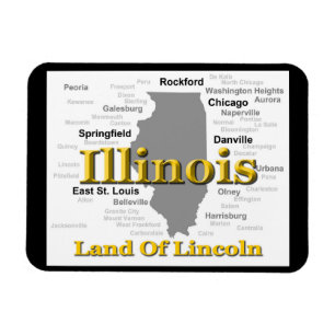 Illinois State Pride Karta Silhouette Magnet