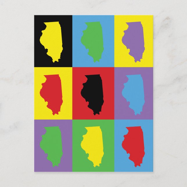 Illinois State Proud Pop Art Mönster Vykort (Framsida)