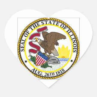 Illinois State Seal Hjärtformat Klistermärke