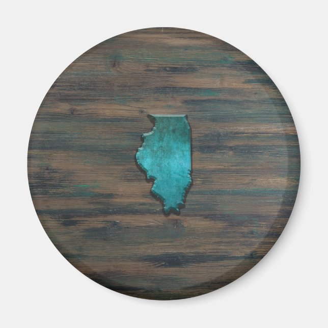 Illinois State Shape Teal Magnet (Framsidan)