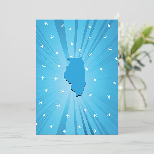 Illinois State Silhouette Blå Stjärnexplosion Inbjudningar (Skapare uppladdad)