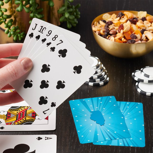 Illinois State Silhuett Blå Stjärnexplosion Casinokort (Skapare uppladdad)
