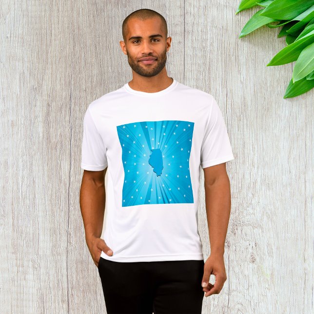 Illinois State Siluett Blå Stjärnexplosion T Shirt (Skapare uppladdad)