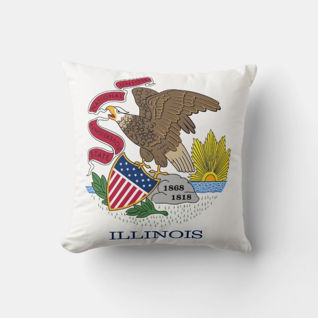 Illinois Statlig flagga American MoJo Pillow Kudde (Framsida)