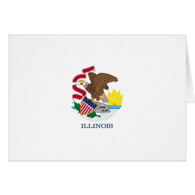 Illinois Statlig flagga Design Hälsningskort (Framsidan Horizontal)