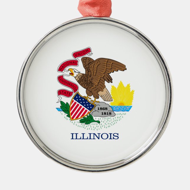 Illinois Statlig flagga Design Julgransprydnad Metall (Framsidan)