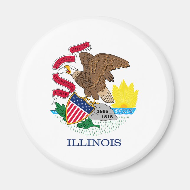 Illinois Statlig flagga Design Magnet (Framsidan)