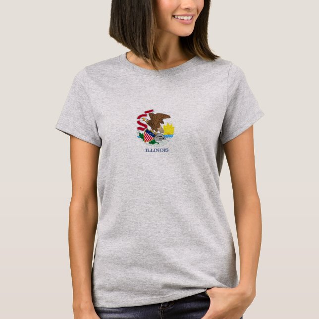Illinois Statlig flagga Design Tee Shirt (Framsida)