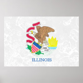 Illinois Statlig flagga Grunge Poster