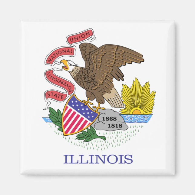 Illinois Statlig flagga Magnet (Framsidan)