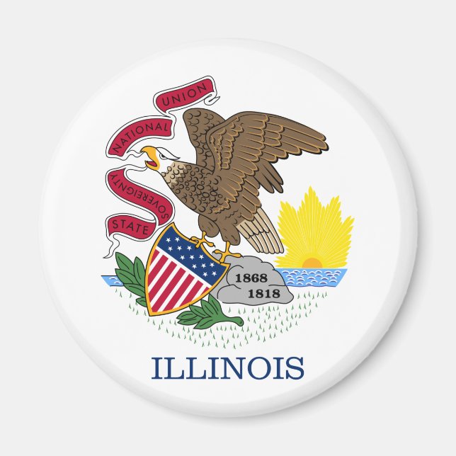 Illinois Statlig flagga Magnet (Framsidan)