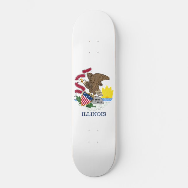 Illinois Statlig flagga Mini Skateboard Bräda 18,5 Cm (Framsida)