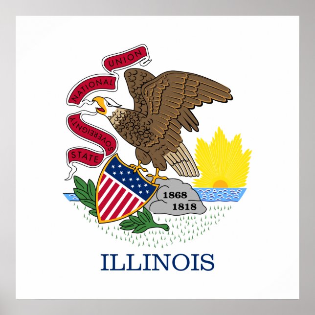 Illinois Statlig flagga Poster (Framsidan)