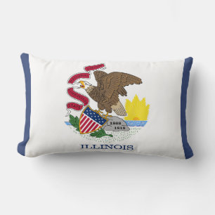 Illinois Statlig flagga Print Patriotic Lumbarkudde