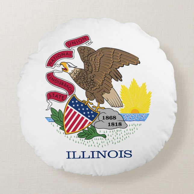 Illinois Statlig flagga Rund Kudde (Framsidan)