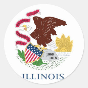 Illinois Statlig flagga Runt Klistermärke