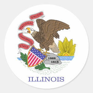 Illinois Statlig flagga Runt Klistermärke
