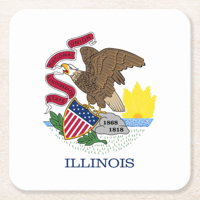 Illinois Statlig flagga Underlägg Papper Kvadrat (Framsidan)