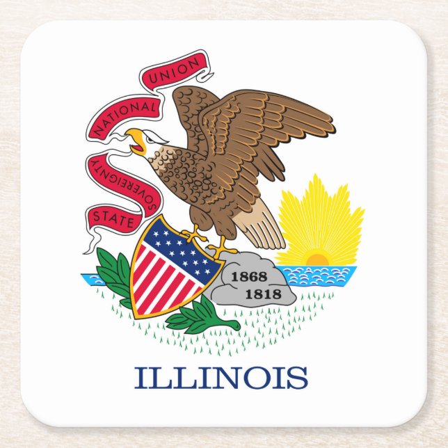 Illinois statlig flaggadesign underlägg papper kvadrat (Framsidan)