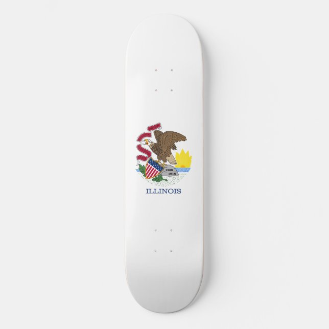 Illinois statsflagga mini skateboard bräda 18,5 cm (Framsida)