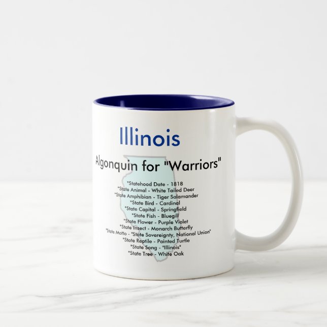 Illinois symboler & karta Två-Tonad mugg (Höger)