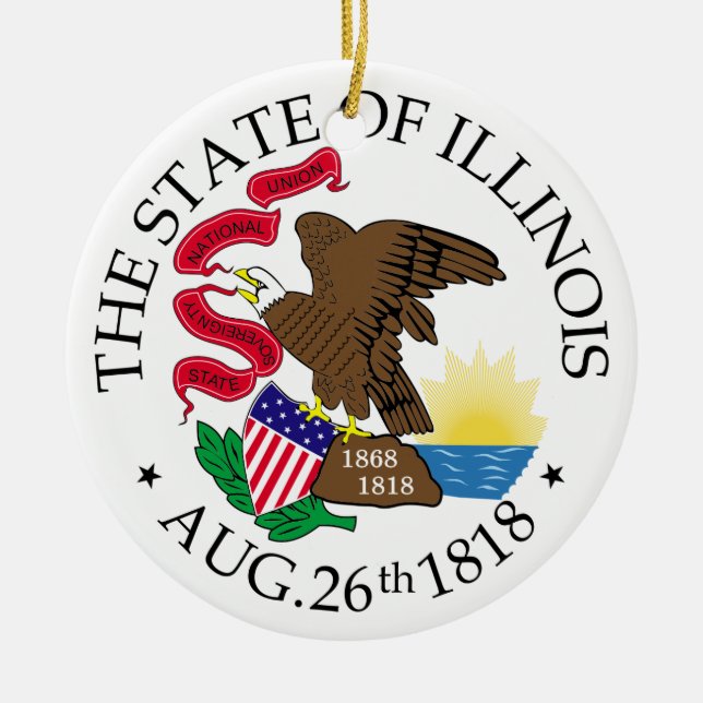 Illinois-tecken Julgransprydnad Keramik (Framsidan)