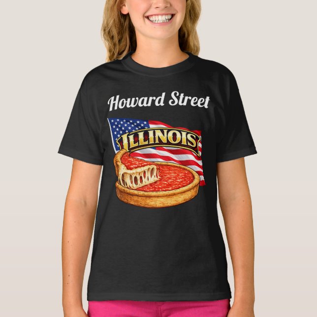 Illinois Tjej Mörk T-Shirt (Framsida)