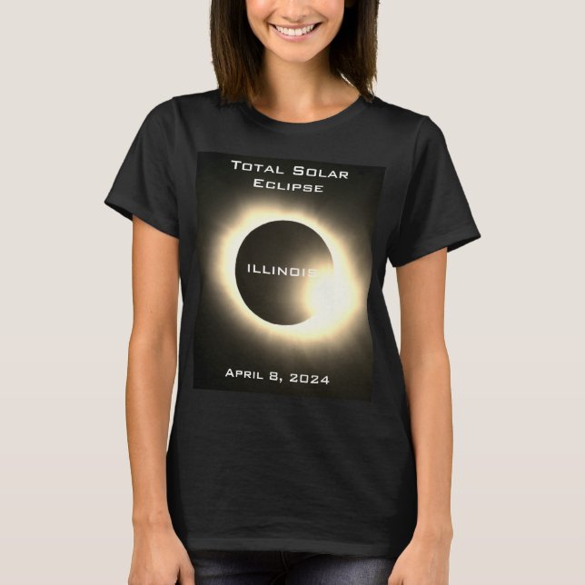 ILLINOIS Total solcellsklipse 8 april 2024 T Shirt (Framsida)