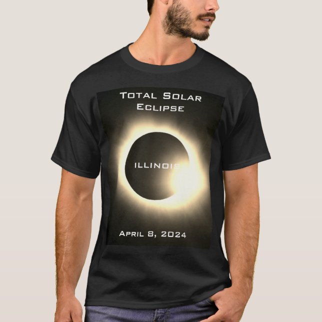 ILLINOIS Total solcellsklipse 8 april 2024 T Shirt (Framsida)