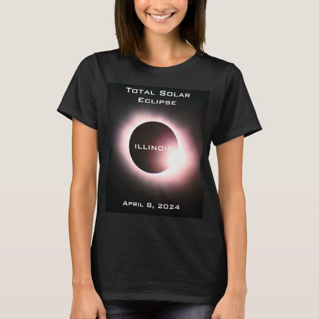 ILLINOIS Total solcellsklipse 8 april 2024 T Shirt (Framsida)