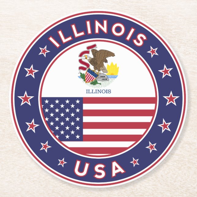 Illinois Underlägg Papper Rund (Framsidan)
