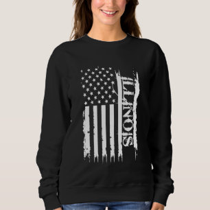 Illinois United Stater Distress w US Flagga T Shirt