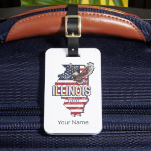 Illinois United Stater Eagle Retro Karta Vintage U Bagagebricka