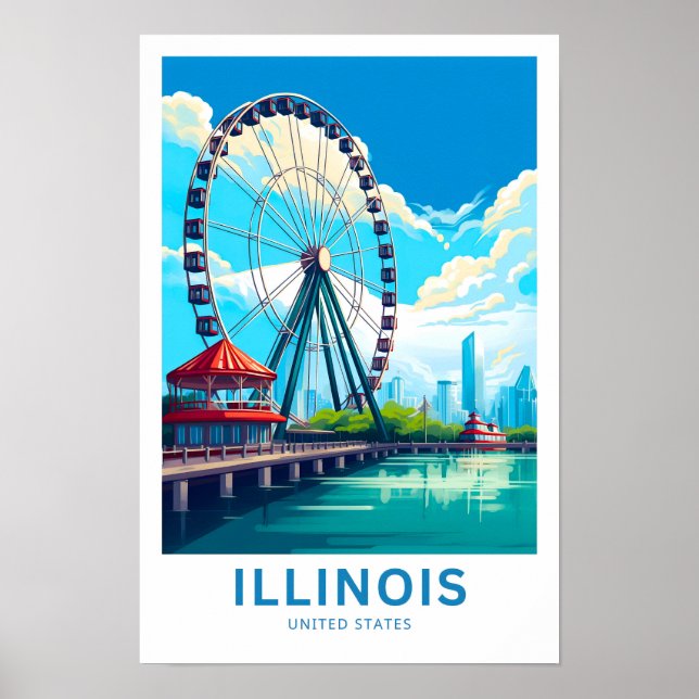 Illinois United Stater Travel Print Poster (Framsidan)