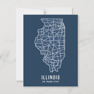 Illinois US-delstatskarta - Prärie-statens karta Vykort
