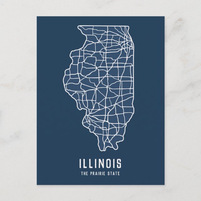 Illinois US-delstatskarta - Prärie-statens karta Vykort (Framsida)