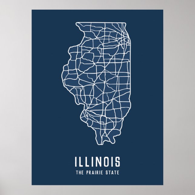 Illinois US State road karta - nationalstaten kart Poster (Framsidan)