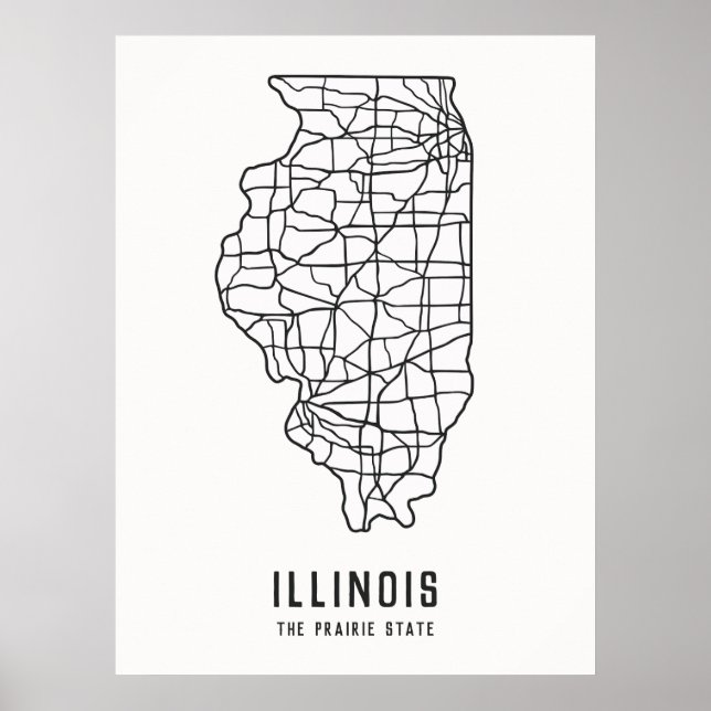 Illinois US State road karta - nationalstaten kart Poster (Framsidan)