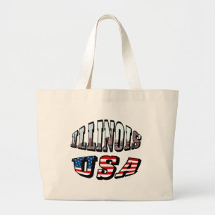 Illinois USA flagga & State Photo Text Jumbo Tygkasse