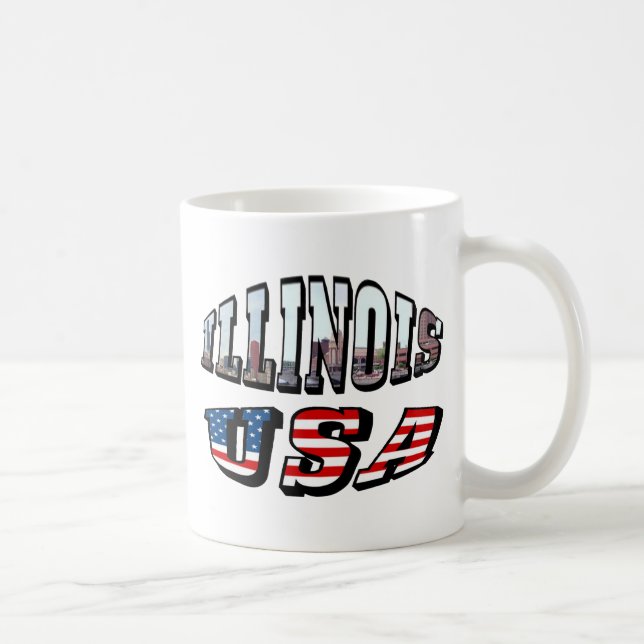 Illinois USA flagga & State Photo Text Kaffemugg (Höger)