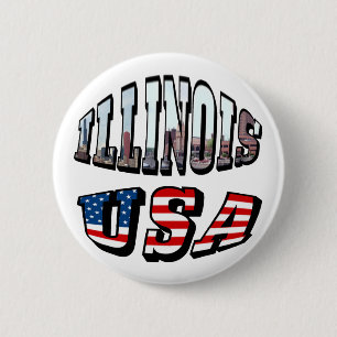 Illinois USA flagga & State Photo Text Knapp