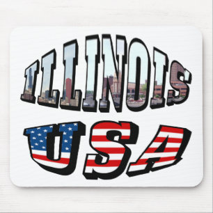 Illinois USA flagga & State Photo Text Musmatta