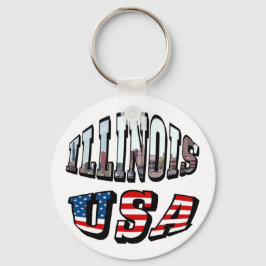 Illinois USA flagga & State Photo Text Nyckelring