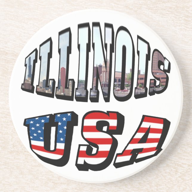 Illinois USA flagga & State Photo Text Underlägg (Framsidan)
