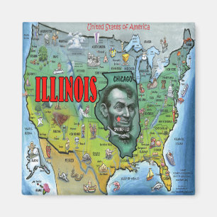 Illinois USA karta Magnet